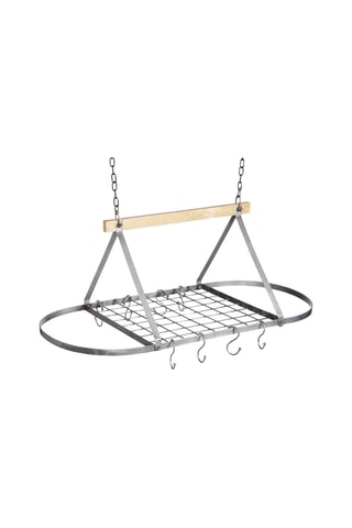 Hangende pannenhouder met mangohouten stang - 81 x 40 x 103 cm