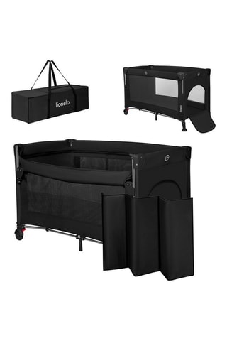 Cuna de viaje con gran extensión 3 en 1 Ellen - Hasta 15 kg - Negro