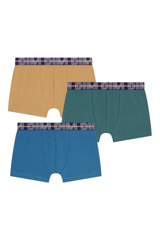 3 bóxers Coton Stretch - Azul y beige - Dim