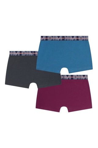 3 bóxers Coton Stretch - Fucsia, negro y celeste - Dim