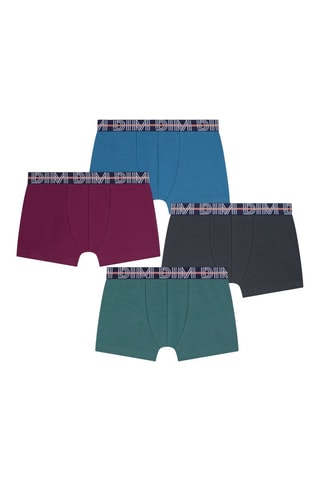 4 bóxers Coton Stretch - Azul pato, negro y fucsia - Dim