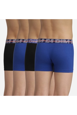 4 bóxers Coton Stretch - Azul y negro - Dim
