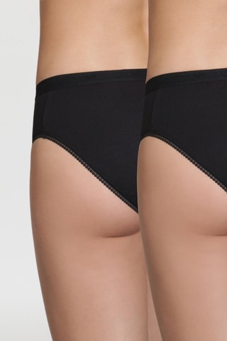 2 bragas de canalé Pur Coton - Negro - Dim