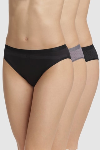 3 bragas Les Pockets - Negro y gris - Dim