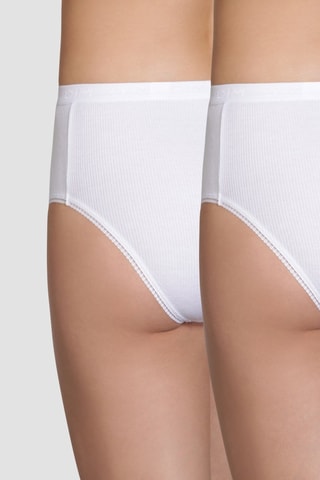 2 bragas de canalé de talle alto Pur Coton - Blanco - Dim