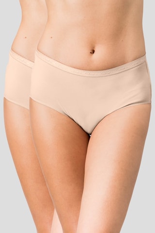 2 bragas de talle alto midi de algodón orgánico - Beige