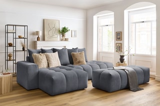 Canapé d'angle gauche et pouf Mont-Blanc - Gris foncé