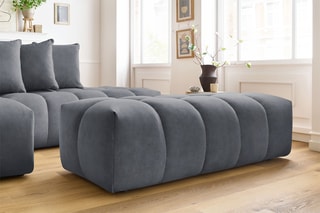 Canapé d'angle gauche et pouf Mont-Blanc - Gris foncé