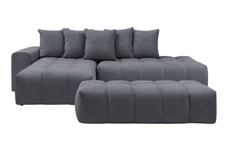 Canapé d'angle gauche et pouf Mont-Blanc - Gris foncé