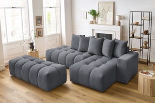 Canapé d'angle droit et pouf Mont-Blanc - Gris foncé