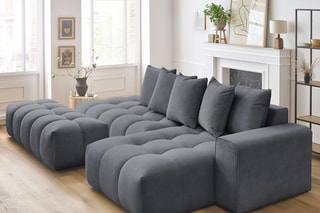 Canapé d'angle droit et pouf Mont-Blanc - Gris foncé
