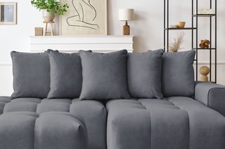 Canapé d'angle droit et pouf Mont-Blanc - Gris foncé