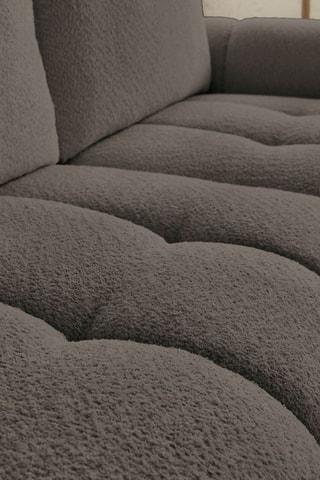 Canapé d'angle droit convertible Fuji - Gris foncé - 3 places - En tissu bouclette