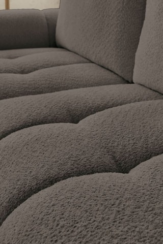 Canapé d'angle gauche convertible Fuji - Gris foncé - 3 places - En tissu bouclette