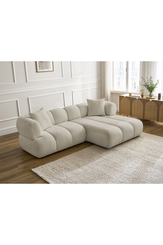 Canapé d’angle droit Pamira - Beige - 4 places - En tissu bouclette