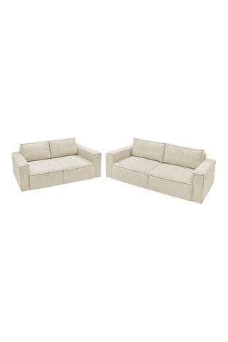 Canapé Nihad - Beige - 3 et 2 places - En tissu velours