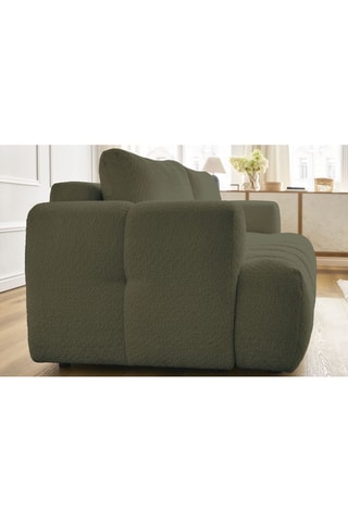 Canapé droit convertible Fuji - Vert - 3 places - Tissu bouclette - Couchage 154 x 192 cm