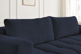 Canapé droit convertible Fuji - Bleu foncé - 3 places - Tissu bouclette - Couchage 154 x 192 cm