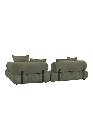 Canapé d’angle fixe droit Alya - Vert - 4 places - En tissu bouclette