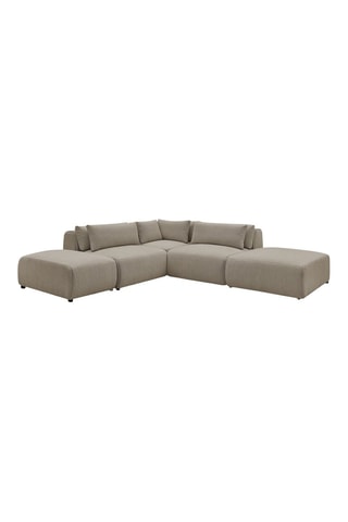 Canapé d'angle modulable Jana - Taupe - 5 places - En tissu chiné