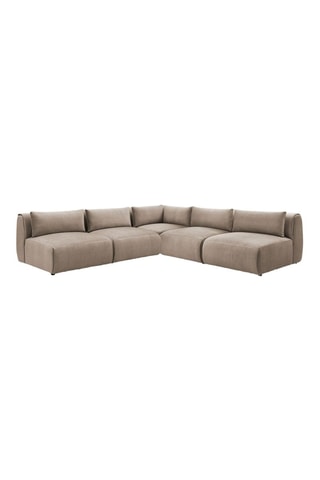 Canapé d'angle modulable Jeanne - Taupe - 5 places - En tissu velours