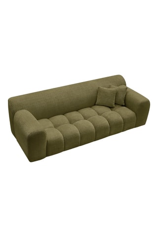 Canapé droit fixe Melisse - Vert kaki - 3 places - En tissu texturé 