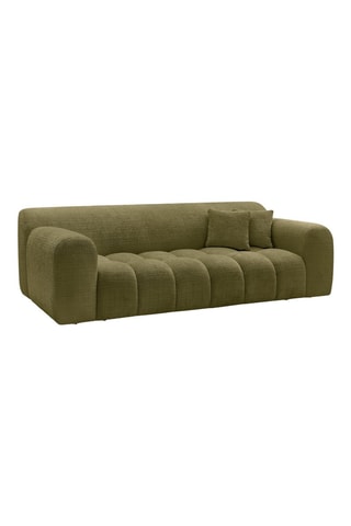 Canapé droit fixe Melisse - Vert kaki - 3 places - En tissu texturé 