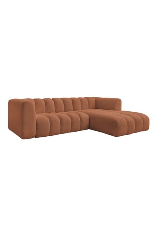Canapé d'angle droit Talia - Orange - 4 places - En tissu bouclette
