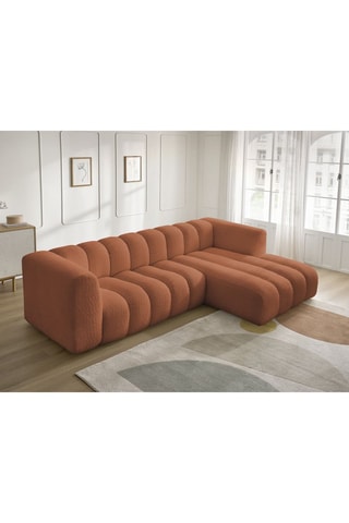 Canapé d'angle droit Talia - Orange - 4 places - En tissu bouclette