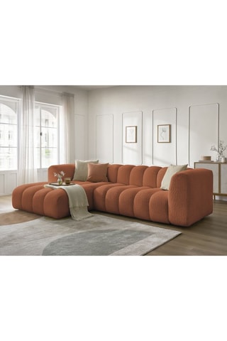 Canapé d'angle gauche Talia - Orange - 4 places - En tissu bouclette