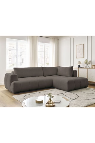Canapé d’angle droit convertible Fuji - Marron - 4 places - En polyester