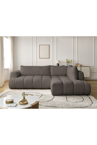 Canapé d’angle droit convertible Fuji - Marron - 4 places - En polyester