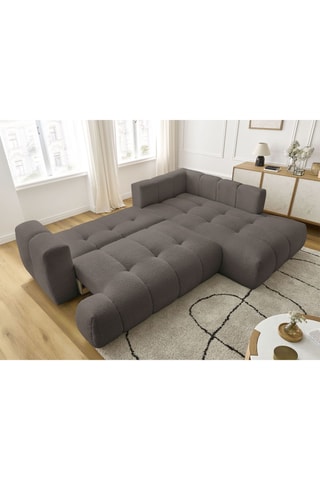 Canapé d’angle droit convertible Fuji - Marron - 4 places - En polyester