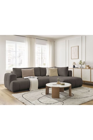 Canapé d’angle droit convertible Fuji - Marron - 4 places - En polyester