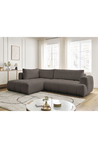 Canapé d’angle gauche convertible Fuji - Marron - 4 places - En polyester