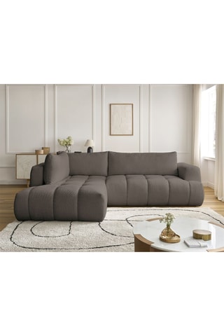 Canapé d’angle gauche convertible Fuji - Marron - 4 places - En polyester