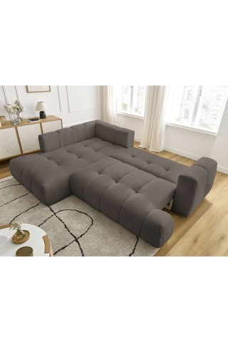 Canapé d’angle gauche convertible Fuji - Marron - 4 places - En polyester