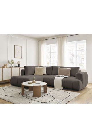 Canapé d’angle gauche convertible Fuji - Marron - 4 places - En polyester
