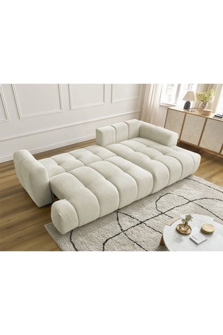 Canapé d’angle droit convertible Fuji - Beige - 3 places - En polyester