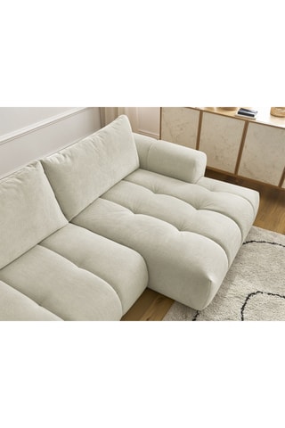 Canapé d’angle droit convertible Fuji - Beige - 3 places - En polyester
