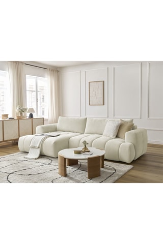 Canapé d’angle gauche convertible Fuji - Beige - 3 places - En polyester