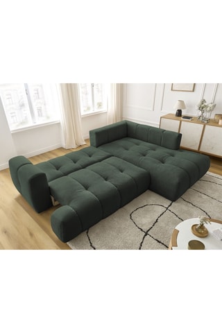 Canapé d’angle droit convertible Fuji - Vert foncé - 4 places - En polyester