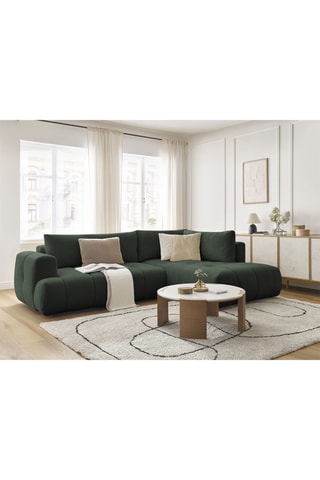 Canapé d’angle droit convertible Fuji - Vert foncé - 4 places - En polyester