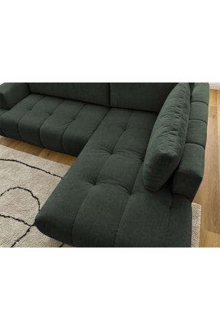 Canapé d’angle droit convertible Fuji - Vert foncé - 4 places - En polyester