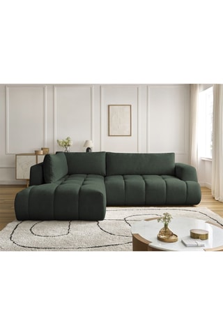 Canapé d’angle gauche convertible Fuji - Vert foncé - 4 places - En polyester