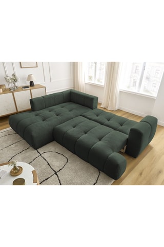 Canapé d’angle gauche convertible Fuji - Vert foncé - 4 places - En polyester