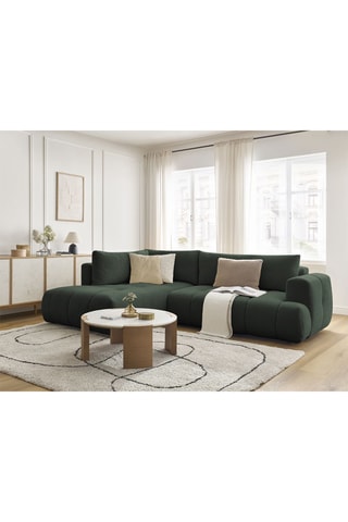 Canapé d’angle gauche convertible Fuji - Vert foncé - 4 places - En polyester