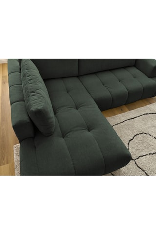 Canapé d’angle gauche convertible Fuji - Vert foncé - 4 places - En polyester