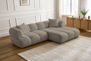 Canapé d’angle droit Pamira - Taupe - 4 places - En polyester