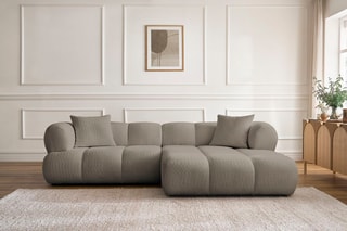 Canapé d’angle droit Pamira - Taupe - 4 places - En polyester